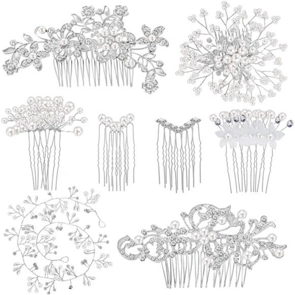 44 Pieces Wedding Hair Comb Faux Pearl Crystal Bride Hair Accessories Hair Side